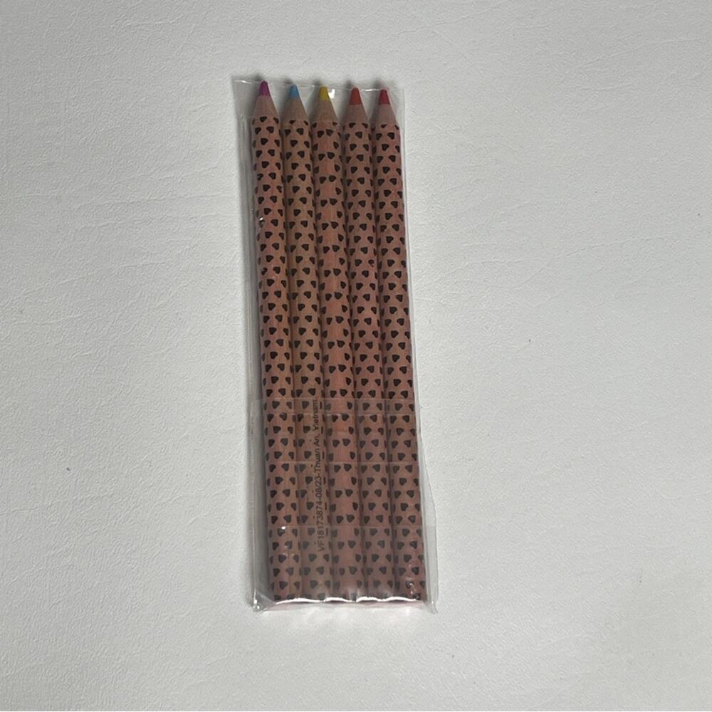 Artist Drawing Coloring Coloring Pencils Five Pack  WIth Heart Decorations